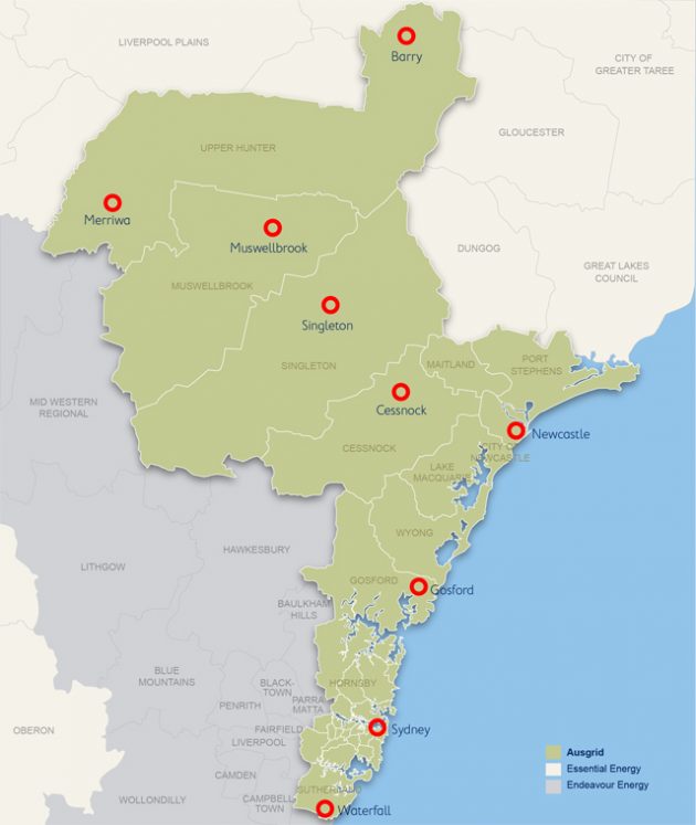 Ausgrid Electricity Distributors Network Map NSW Sydney